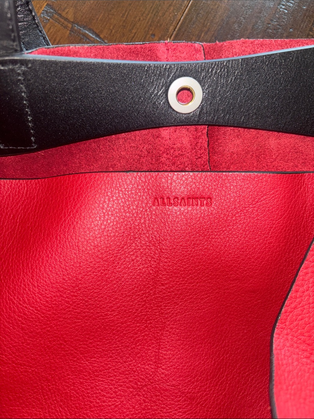 All Saints Soft Red Leather Tote - Picture 5 of 6